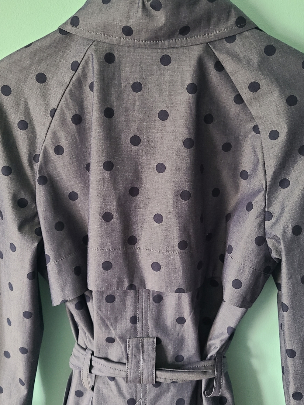 Banana Republic Chambray Polka Dot Trench Coat Belted Classic W/Twist Womens M - Picture 6 of 8